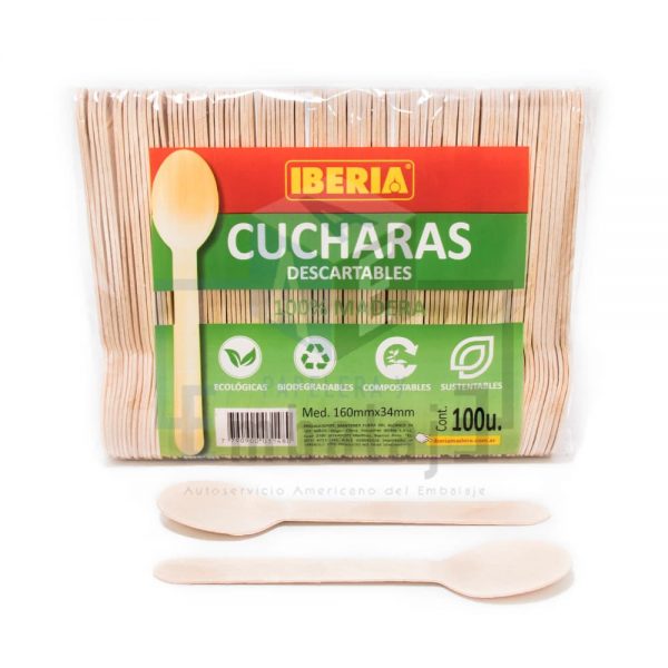 cuchara de madera descartable iberia